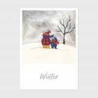 Postkarte · Winter · Weihnachten · Jahreszeit · Grußkarte · A6 · Aquarell · Buntstift · klimaneutraler Druck Bild 1