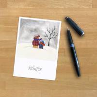 Postkarte · Winter · Weihnachten · Jahreszeit · Grußkarte · A6 · Aquarell · Buntstift · klimaneutraler Druck Bild 3
