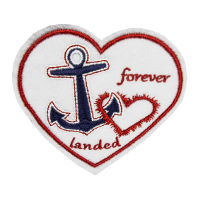 Maritime Stickapplikation Anker mit Herz – Aufbügler & Filz Patch, 7,1 x 7,8 cm für DIY & Reparatur