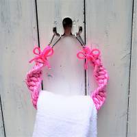Handtuchhalter, Makramee Technik, rosa pink, Badezimmerdeko Bild 2