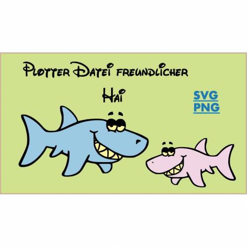 Plotterdatei freundlicher Hai, svg, eps