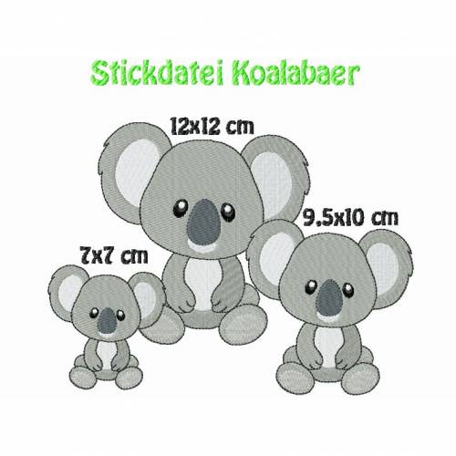 Stickdatei Koalabär 70x70 95x100  120x120 mm