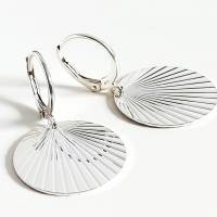 925er Silber Ohrhänger mit großem Plättchen Anhänger, Plättchen Ohrringe Silber, minimalistische Silberohrringe Bild 1
