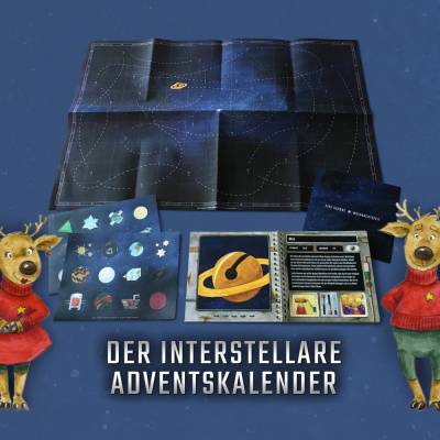 Adventskalender Weltraum für Kinder ab 8 Jahren mit 24 kleinen Geschichten, großer Übersichtskarte und Stickern