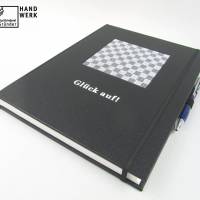 Notizbuch A4,  Glück auf, schwarz Stiftschlaufe, Grubentuch Bild 1