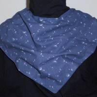 Halstuch Sabbertuch Speichelfänger für Erwachsene Baumwolle dunkelblau mit weißen Pusteblumen Bild 1