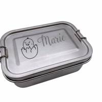 Brotdose Brotbox Lunchbox Blechdose Name Einschulung Bambus Deckel Kind Taufe Weihnachten personalisiert Geschenk Bild 1