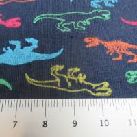 Rest: 1m x 1,50m Sweat angeraut kleine T-Rex - Dinosaurier, marine Oeko-Tex Standard 100(1m/7,-€) Bild 3