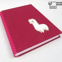 Notizbuch, Alpaka pink Polka Dots, A5, 150 Blatt, Hardcover, handgefertigt Bild 1