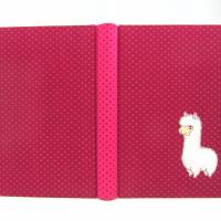 Notizbuch, Alpaka pink Polka Dots, A5, 150 Blatt, Hardcover, handgefertigt Bild 2