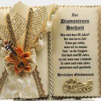 Wunderschönes Deko-Buch zur Diamantenen Hochzeit mit Holz-Buchständer Bild 1