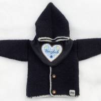 Baby Trachtenjacke mit Kapuze in dunkelblau / grau Gr. 62/68 Strickjacke Bild 4