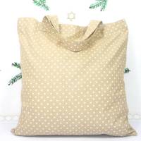 weihnachtlicher Einkaufsbeutel mit Sternen und Herzen | faltbare Einkaufstasche | Stofftasche | Baumwollbeutel Bild 4