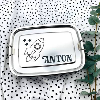 Brotdose personalisiert Rakete Sterne Geschenk Kind