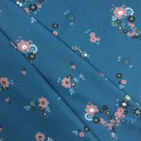 Stoff mit kleinen Blüten in staubblau, Blumen Boteh Muster Bild 5
