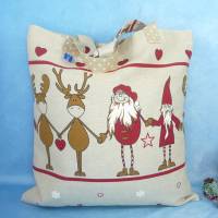 weihnachtlicher Einkaufsbeutel mit großen Wichteln | faltbare Einkaufstasche | Stofftasche | Baumwollbeutel Bild 1