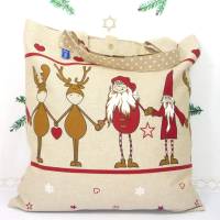 weihnachtlicher Einkaufsbeutel mit großen Wichteln | faltbare Einkaufstasche | Stofftasche | Baumwollbeutel Bild 3