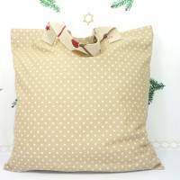 weihnachtlicher Einkaufsbeutel mit großen Wichteln | faltbare Einkaufstasche | Stofftasche | Baumwollbeutel Bild 4