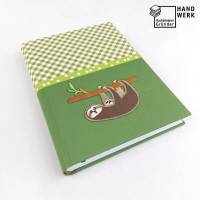 Notizbuch, Faultier grün, A5, 300 Seiten, karo Punkte Hardcover, handgefertigt Bild 1