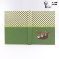 Notizbuch, Faultier grün, A5, 300 Seiten, karo Punkte Hardcover, handgefertigt Bild 3
