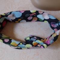 Haarband, Stirnband, Bandeau, Knotenband, Turban-Band, für Damen, schwarz mit Dots in Regenbogenfarben Bild 4