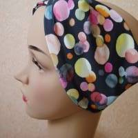Haarband, Stirnband, Bandeau, Knotenband, Turban-Band, für Damen, schwarz mit Dots in Regenbogenfarben Bild 6