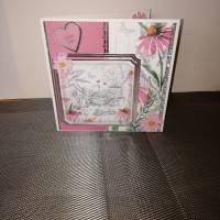 Geburtstagskarte für eine Frau verspielt in weiss + rosa Bild 1