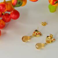 Citrin Ohrhänger, gelbgoldener Citrinpampel mit vergoldeten Ohrsteckern Bild 7