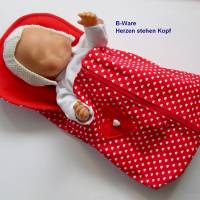 Fuß-Sack für Puppenwagen, B-Ware Fußsack rosa, rote Herzen, Fußsack Puppen-Sportwagen, Puppen-Schlafsack, Puppe Bild 5