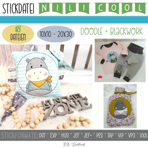 Digitale Stickdatei Nili Cool für den 10x10 - 20x30 cm (4x4 - 8x12") Stickrahmen