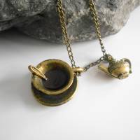Kaffee oder Tee Zeit   Bronze Halskette  Kette Bild 3