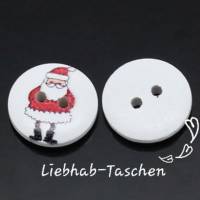 20 Holz-Knöpfe Weihnachtsmann 15 mm weiß rot schwarz Bild 1