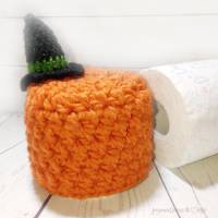 Klopapierhut,Toilettenpapier Wächter - Kürbis mit Hut, Klorollenhut, handgemacht, Halloween Bild 6