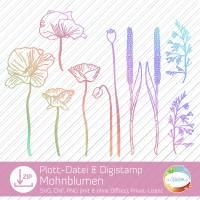 Plotterdatei Mohnblumen, Mohnblüte mit Stempel, Blumen-Bouquet mit Mohn, Folienplott und Digistamp von senSEASONal Bild 2
