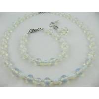 Kette Armband Ohrringe Opal Perlen Weiß (461) Bild 1