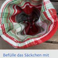 Kleiner Jute-Nikolaus-Weihnachts-Geschenksack - bestickt und mit Leinen gefüttert - Christmas Reindeer Bild 3