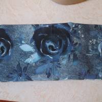 Haarband, Stirnband, Bandeau, Knotenband, Turban-Band, für Damen, Rosen auf dunkelblauem Grund, Jersey Bild 3