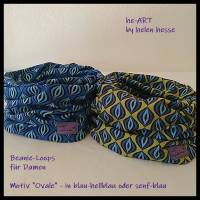 Beanie-Loop - gleichzeitig Mütze und Loop - für Damen, genäht aus Jersey in blau-hellblau, von he-ART by helen hesse Bild 10