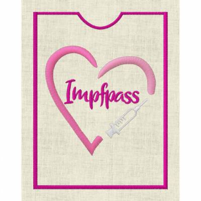 Stickdatei Impfpass In the Hoop Spritze  mit Herz Arzt  625/5 Maschinenstickerei