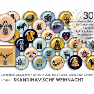 WEIHNACHTEN Skandinavisch 30 Cabochonvorlagen Cabochon Vorlagen digital Download Buttonvorlagen Bilder Schmuck Buttons 