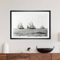Elegance Segelregatta 1892 KUNSTDRUCK historische schwarz weiß Fotografie Vintage - Segelboote - Segeln - Nautik maritim Bild 1