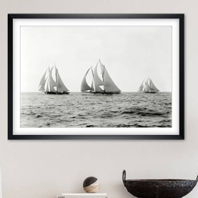 Elegance Segelregatta 1892 KUNSTDRUCK historische schwarz weiß Fotografie Vintage - Segelboote - Segeln - Nautik maritim