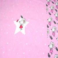 Baumwoll-JERSEY Panel Maus Stern Schmetterlinge ca. 87 cm Länge 150cm Breite rosa pink weiß beige grau schwarz Sterne Bild 1