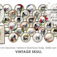 Vintage Skull  30 Cabochonvorlagen Cabochon Vorlagen digital Download Buttonvorlagen Bilder Schmuck Kreise Bild 1
