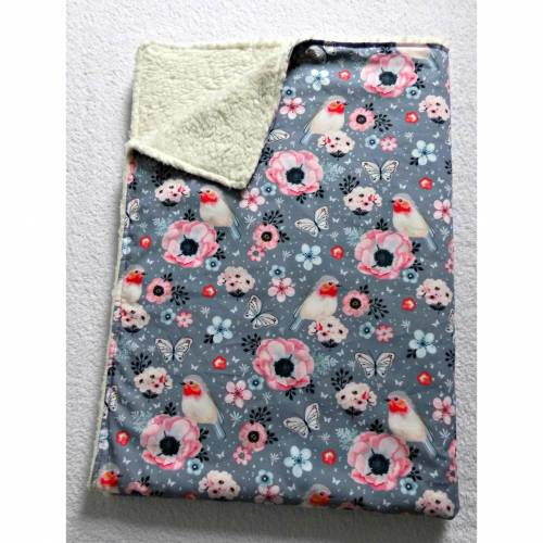 Babydecke ♥ Zweilagige Decke ♥ Kinderwagendecke ♥ Rotkehlchen