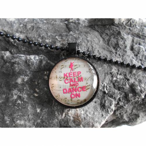 Keep calm and dance on , Tanz,  Cabochon verspielt Halskette 