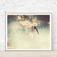 Kunst und Druck im malerischen Look, Vogel im Wolkenhimmel, Größe 21 x 30 cm und 30 x 40 cm Bild 2