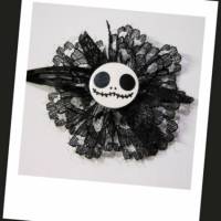 Skull  Blume Stoff schwarz   Totenkopf ,Haarspange , cosplay, Bild 2