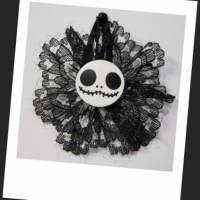 Skull  Blume Stoff schwarz   Totenkopf ,Haarspange , cosplay, Bild 3