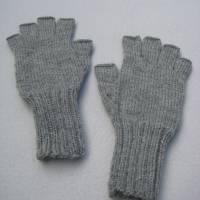 Fingerhandschuhe ohne Kuppen Marktfrauenhandschuhe Musikerhandschuhe Hellgrau  Größe S ➜ Bild 1